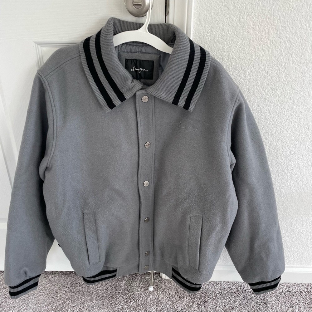 vintage sean john grey varsity style jacket